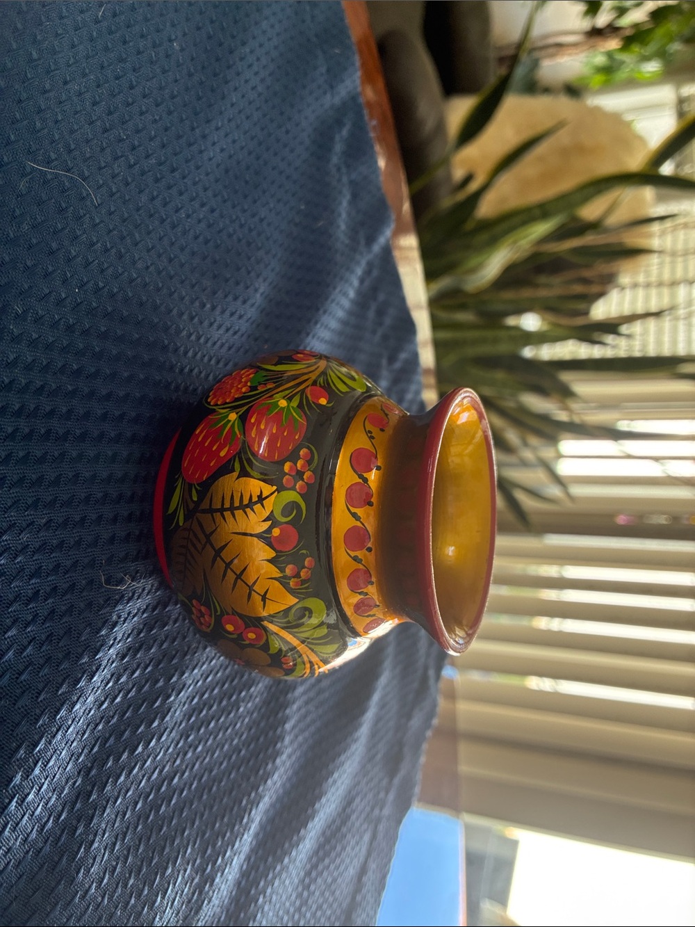Hand-Painted Floral Black and Gold Decorative Vase - Home Art Accent